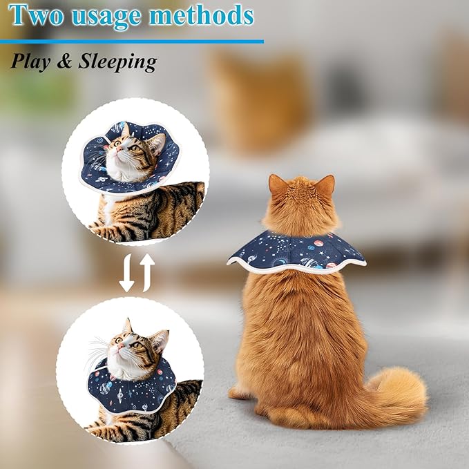 Cat Cone Collar Soft, Cat Recovery Collar to Stop Licking, Protective Cats Neck Cone After Surgery for Small Medium Cats Kittens (XS(Neck: 3.5" - 6"))