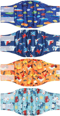 CuteBone Dog Diapers Male 4 Pack Puppy Wraps Reusable Doggie Belly - Little Riders / M(14"-17")