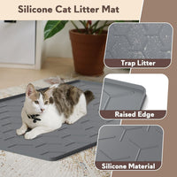 Silicone Cat Litter Mat 34×22 inch, Easy to Clean, Gray – Daily Care for Cats - 34" X 22" / Dark Gray - image 2