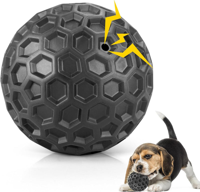 DISSKNIC Indestructible Squeaky Dog Ball, Relieves Anxiety - Small / Black