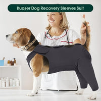 Kuoser Dog Surgery Recovery Suit - Thigh Wound Protective Sleeve for Female & Male Dogs, Pet Surgical Onesie for Spay/Neuter, Gray XS