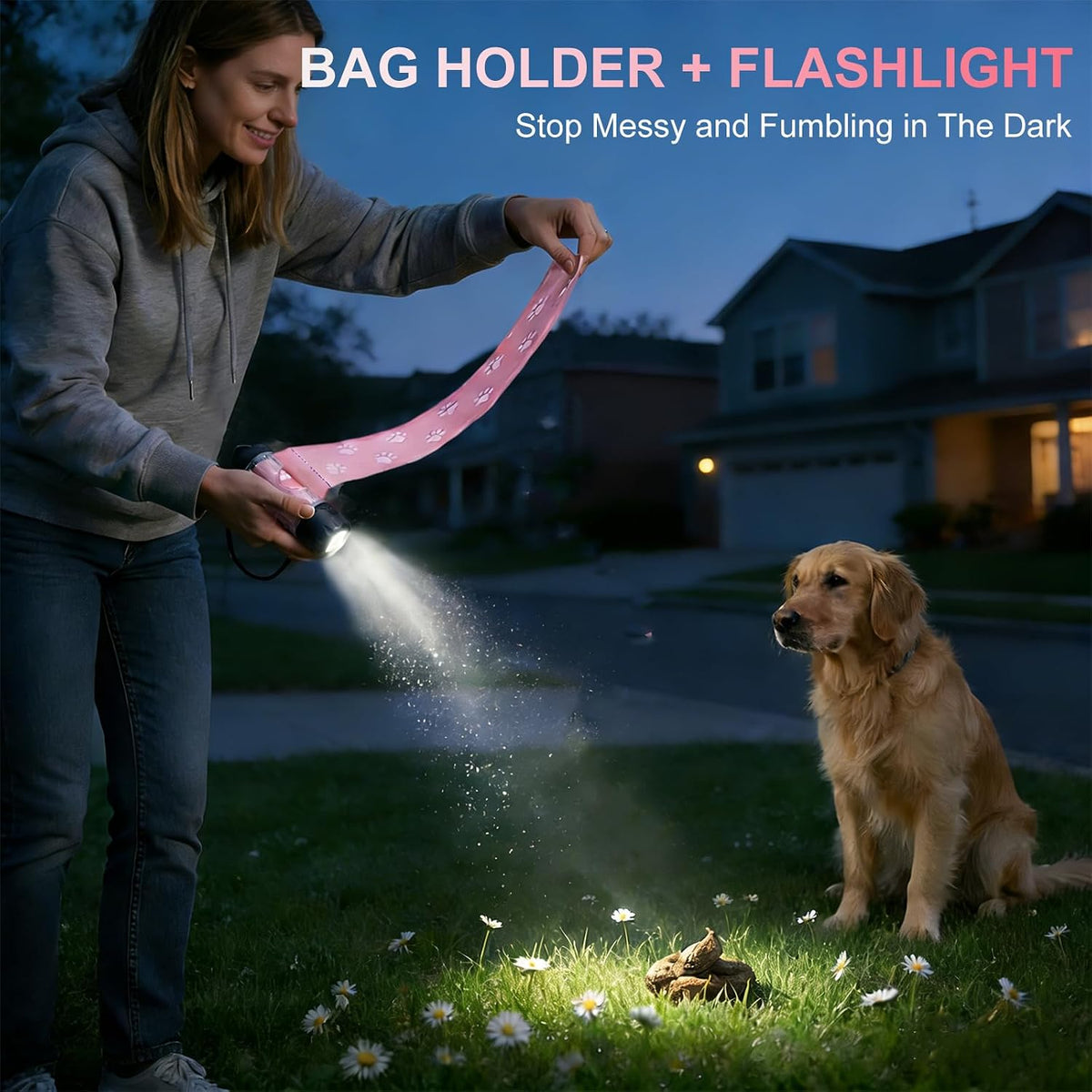 Dog Poop Bag Holder with Flashlight 7-Color - image 2