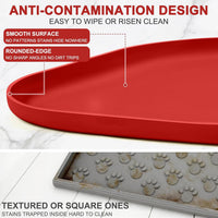 SMILOOL Waterproof Silicone Pet Food Mat with Raised Edge for Dog - Red / 12"L x 12"W - image 4