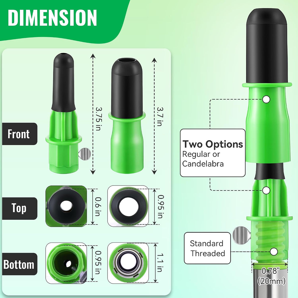 Dreyoo 4 Pcs Light Bulb Changer Set, Suction Cup & Cage Changer - Green - image 3