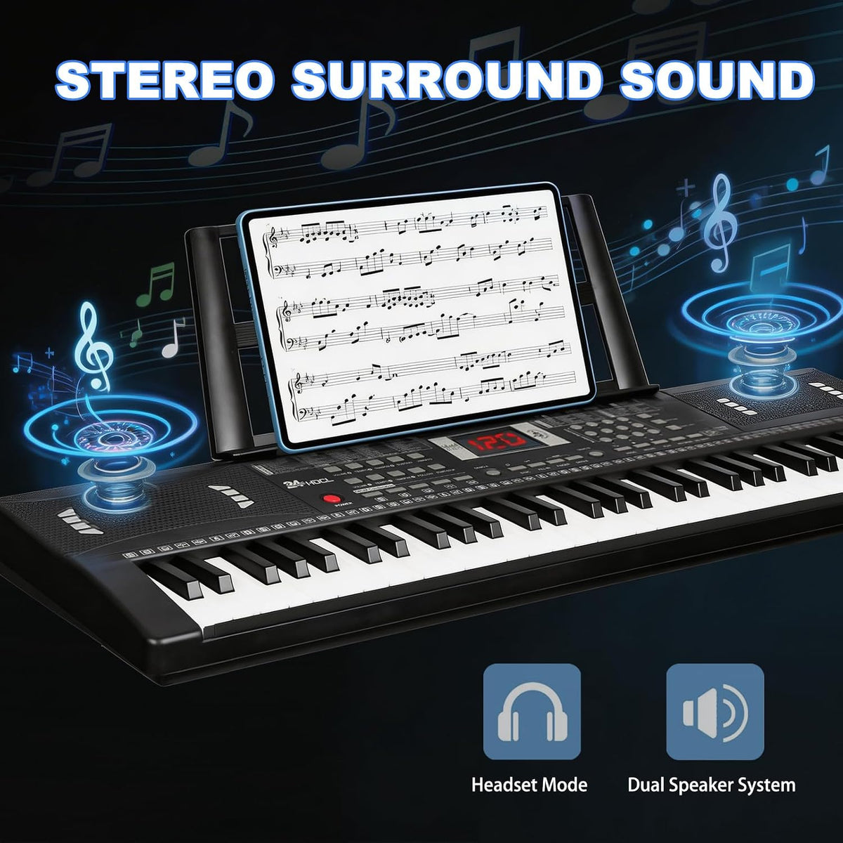 Kids Keyboard Piano, 61 Key Electronic Piano – Fun for Kids & Family - Black - image 2