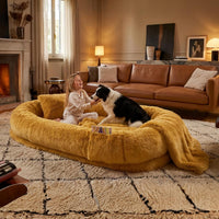 Grey Human Dog Bed, 71''x45''x12'' Size Fits Adult and Pet - Pumpkin Orange