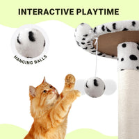Allewie 64 Inches Cat Tree Tower/Multi-Level Activity Center - White & Black Spot - image 4