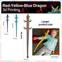 3D Printed Dragon 24 Inch - Yellow Red Blue / 30in - image 3