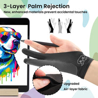 Artist Drawing Glove: 3-Layer Palm Rejection for iPad & Drawing - Midnight Puppy(2 Pack) / Small - image 4