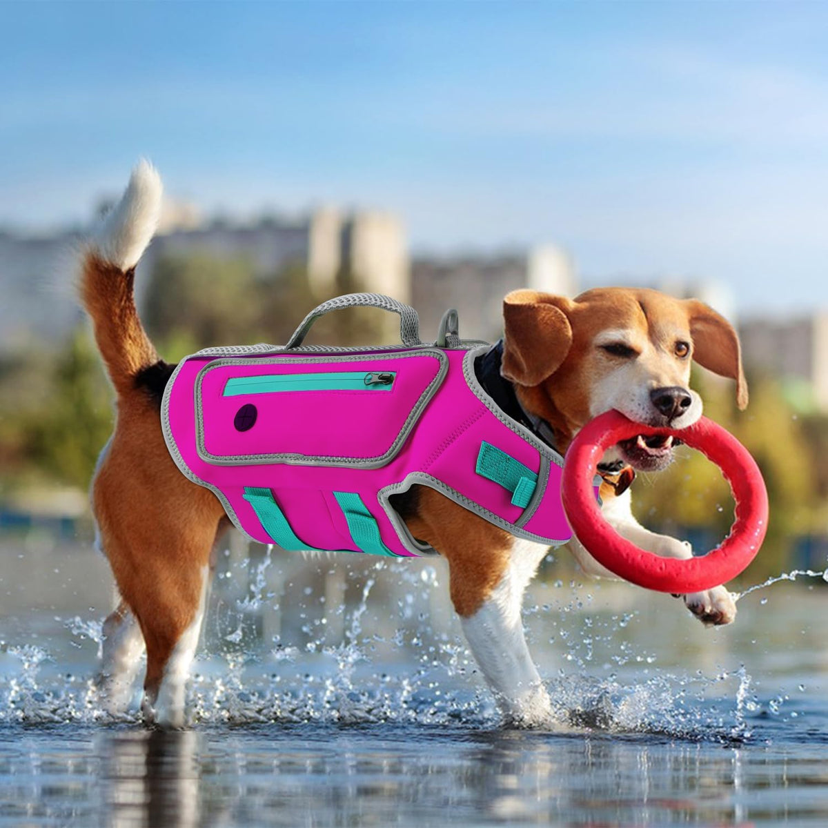 Dog Life Jacket, Good Visibility Pet Swimming Vest for Boating L – Essentials for Dogs - RosePink / X-Small - image 3