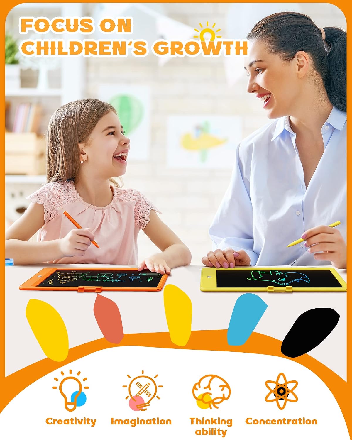 10 Inch LCD Writing Tablet for 3-8 Year Olds - Yellow / 10 inch - image 4