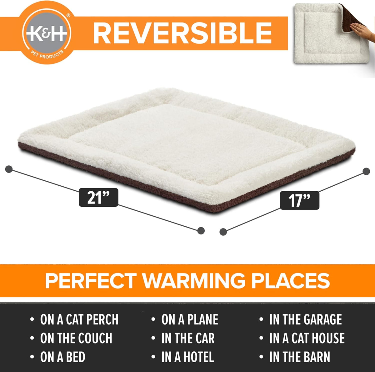 K&H Self-Warming Cat Bed Pad, Self Heating Pad - 21 X 17 Inches (Pack of 6) / Recyclable Box / Oatmeal/Chocolate - image 2