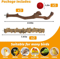 Natural Parrot Perch Bird Stand Pole Wild Grape Stick Paw Grinding - Sichuan Pepper Wood+Grape Stick 5 Pcs - image 2