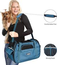 JESPET Soft-Sided Airline-Approved Dog & Cat Carrier Travel Bag – Essentials for Cats - 19.0"L x 10.0"W x 13.0"H / Teal Blue - image 3