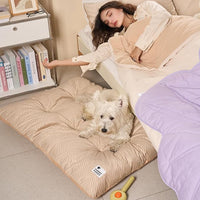 FUNNY FUZZY 2 in 1 Dog Bed Crate Pad Mat, Washable Reversible Pet Floor Mats,Fluffy Kennel Pad for Small Large Sized Dog,Indoor Cats,Sleeping Mattress, 41.7" × 28.3", Beige