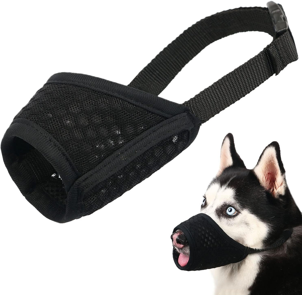 Dog Muzzle, Puppy Soft Mesh Muzzles for Grooming Biting Chewing – Essentials for Dogs - Black / L-(Snout 8¼”-9”)