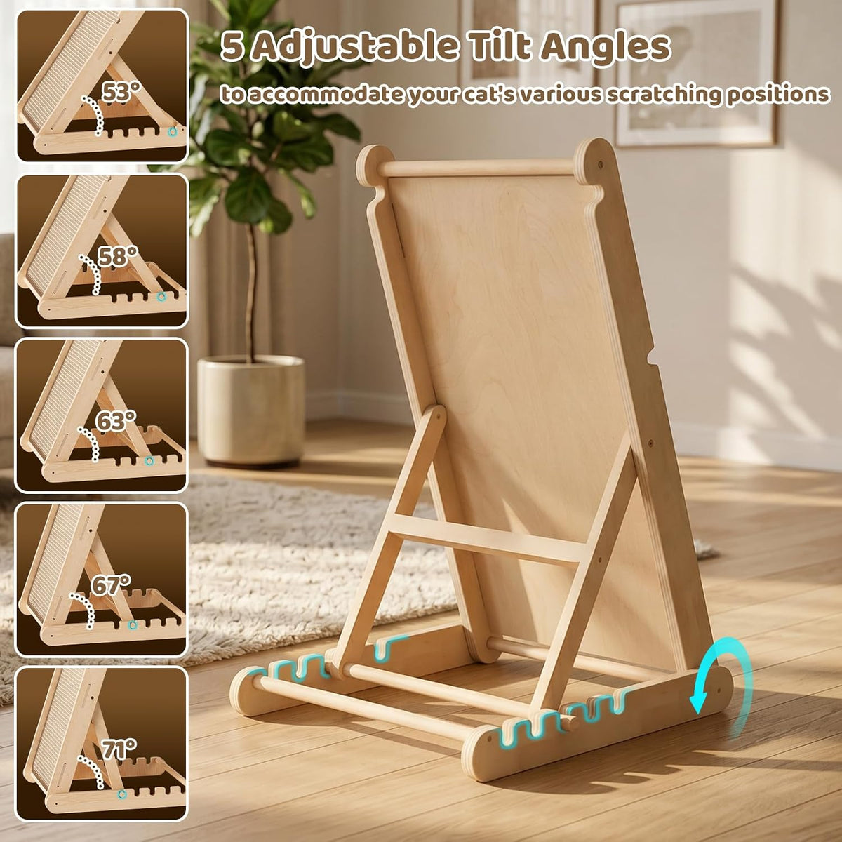 XiaZ Cat Scratcher, 23" Sisal Cats Scratching Board with 5 Adjustable Heights, No Assembly - 15.7"L x 13.7"W x 23"H - image 4