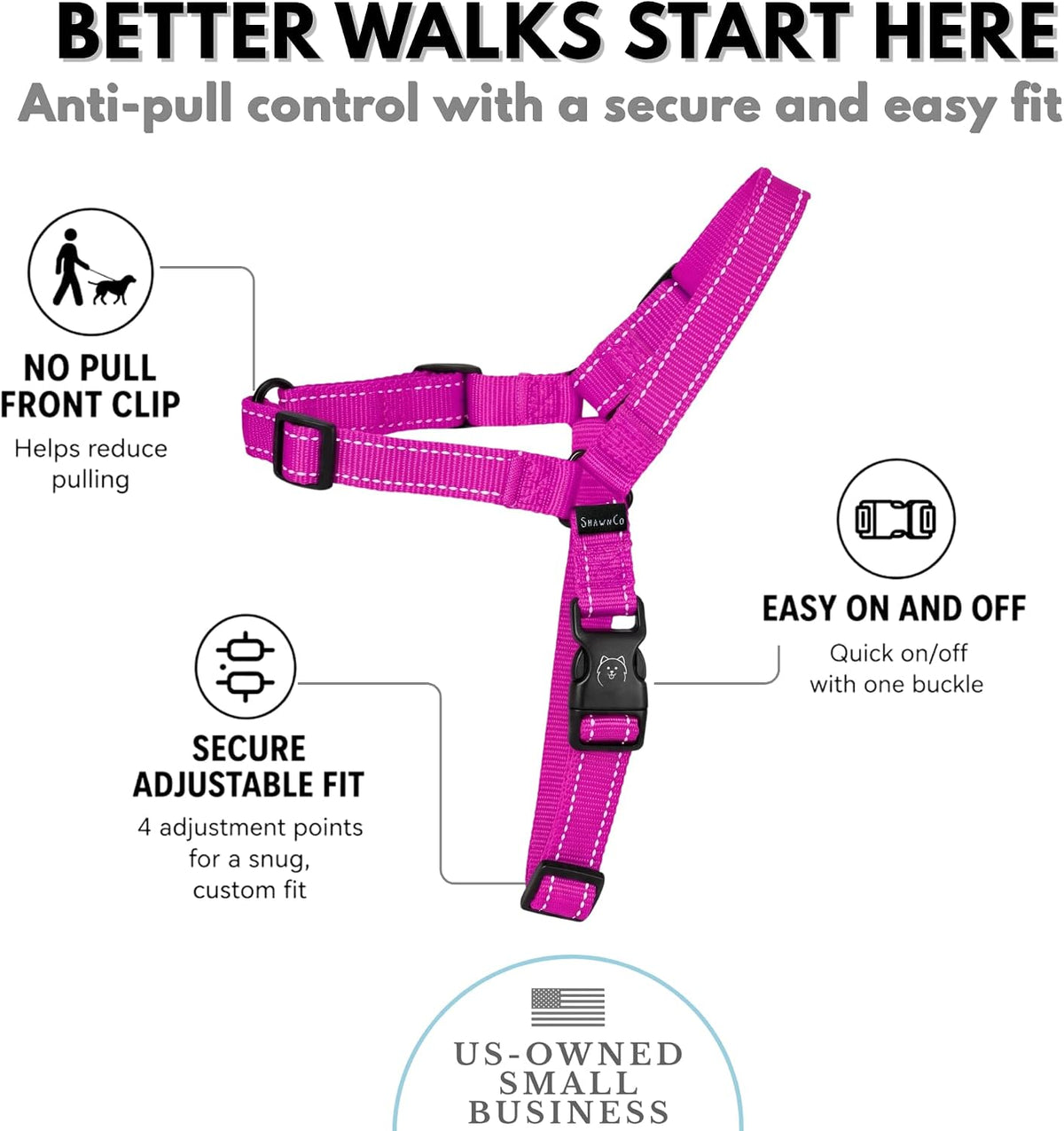 ShawnCo Dream Walk Pro No-Pull Dog Harness – Essentials for Dogs - Large / Orchid - image 3