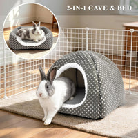 Rabbit Hideout Large Bunny Bed Washable Rabbit House – Daily Care for Small Pets - Grey - image 3