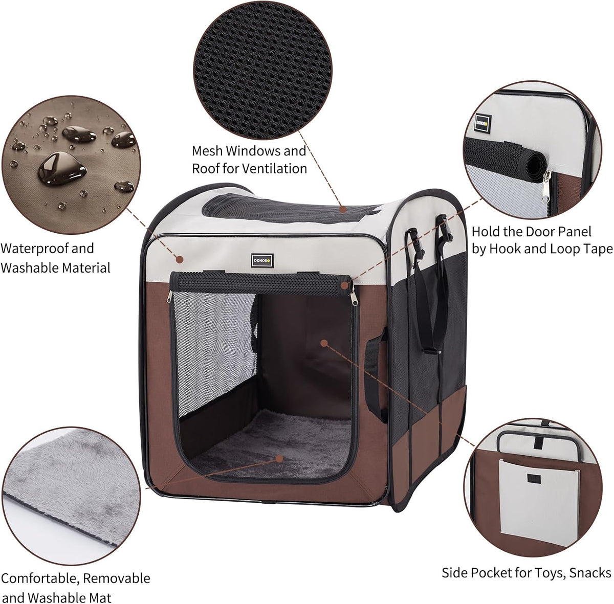 Dog Kennels and Crates for Medium Dogs - Brown / 24.0"L x 16.0"W x 19.0"H - image 2