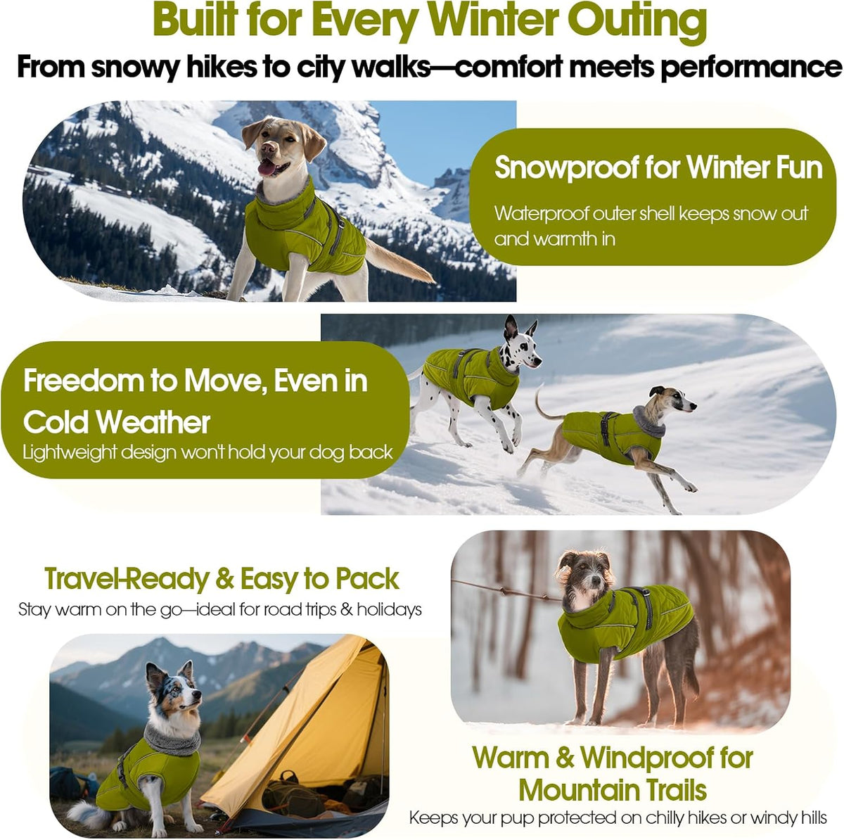 QBLEEV Warm Dog Jacket, Waterproof Dog Winter Coat with Harness – Essentials for Dogs - Autumn-Fragrance / XX-Large - image 4