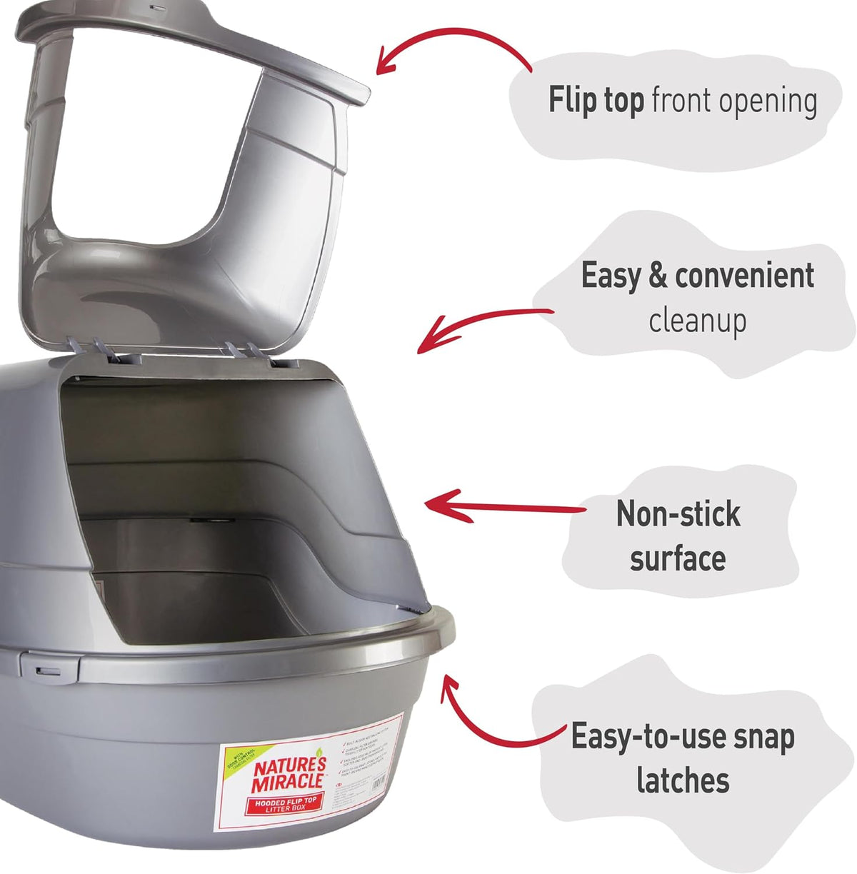Nature's Miracle Hooded Flip Top Cat Litter Box with Charcoal Filter – Daily Care for Cats - image 4