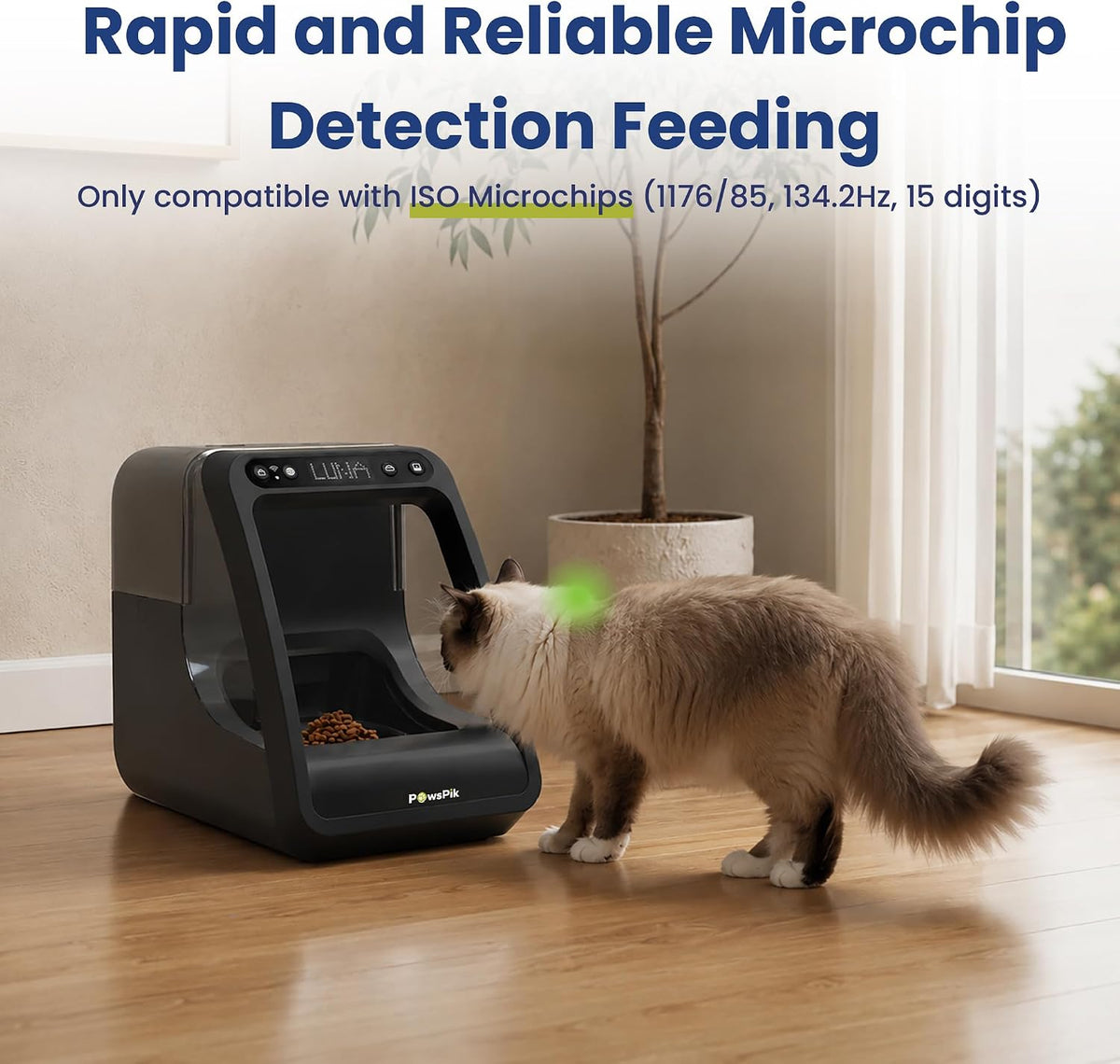Automatic Microchip RFID Cat Feeder, 16-Cup - Black - image 3