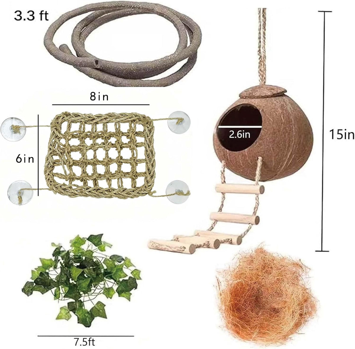 10PCS Crested Gecko Tank Accessories - 10 Piece with Hammock - image 2