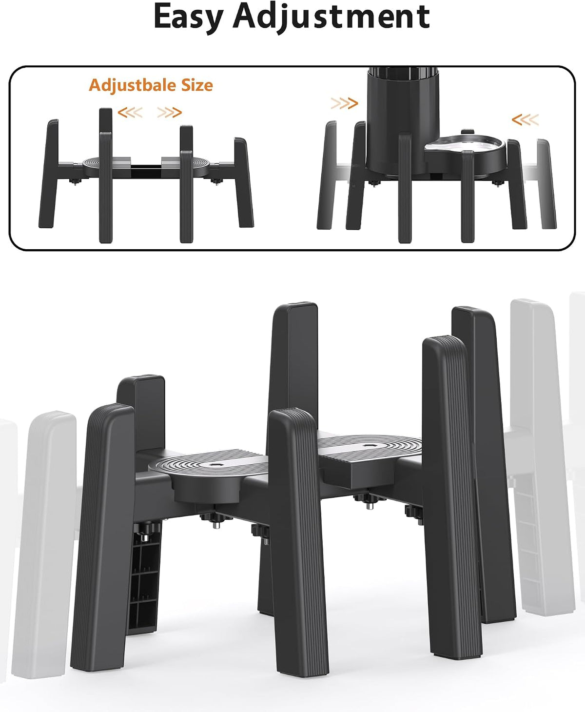Dog Bowl Stand with Adjustable Height and Width [Stand Only] – Essentials for Dogs - 1 Pack For Automatic Feeder / H: 7.09''; W: 6.1 x 9.8'' - 8.5 x 14.57'' - image 2