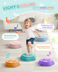 Holyton Light-Up Musical Stepping Stones for Kids - Pink - image 2