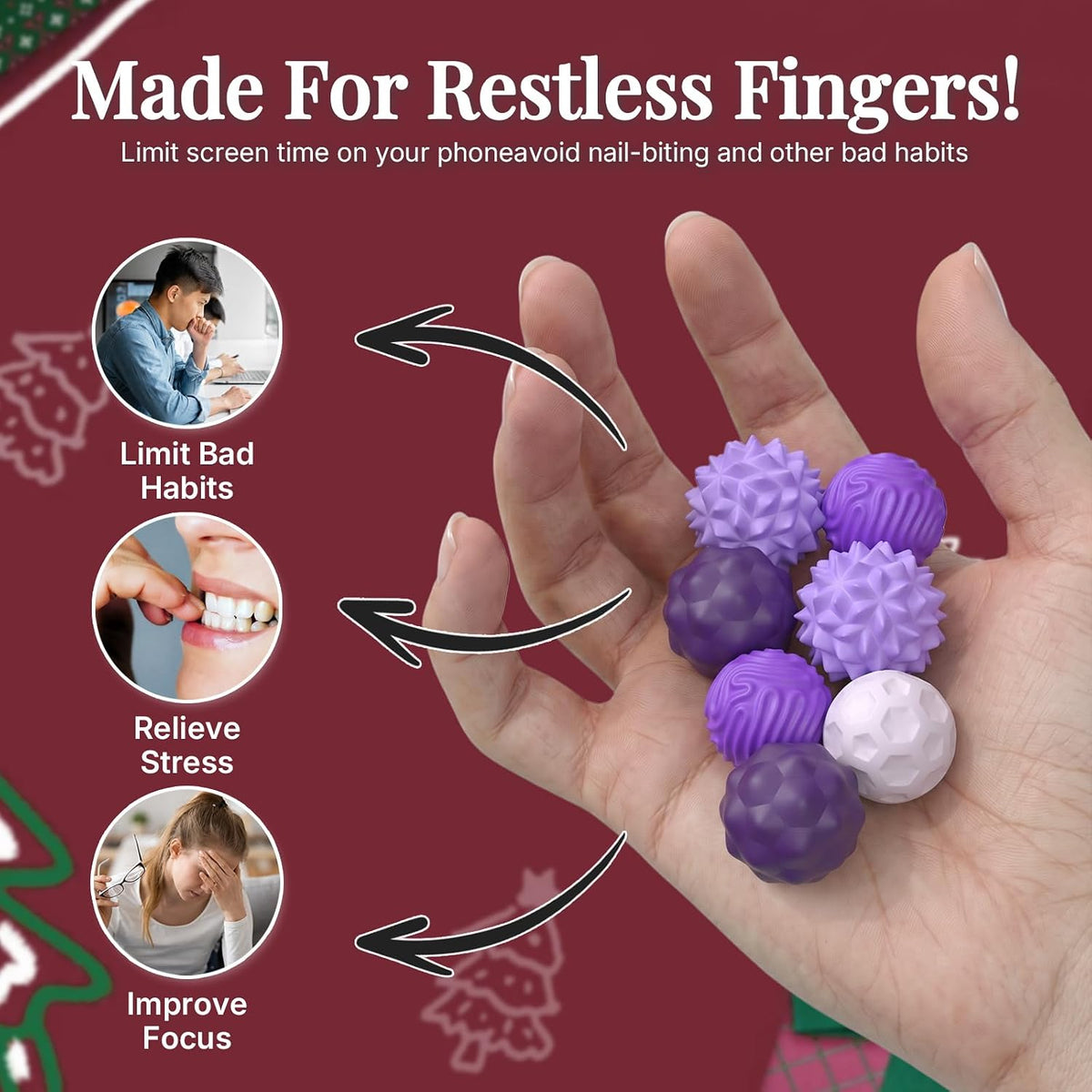 Magnetic Fidget Balls for Adults & Teens - Xmas-purple - image 3