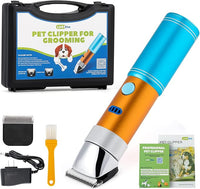 Dog Clippers for Grooming Cordless 400W with Rechargeable 5h-Standby Battery, Low Noise < 50db, Heavy-Duty Pet Hair Shaver Kit, with 2 Sharp & Detachable Blades of 3MM&6MM, Blue