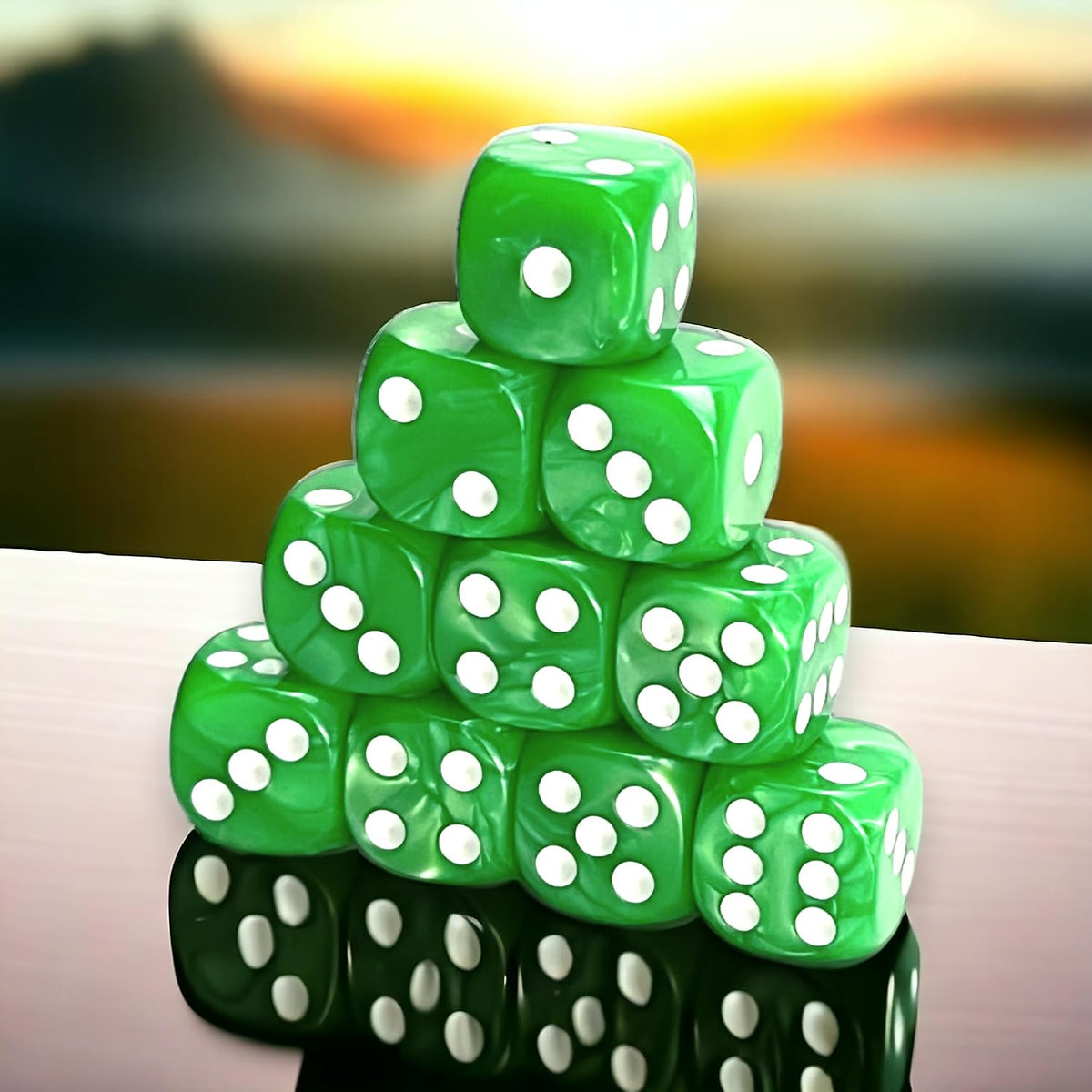 Luck Lab 10 Pack 16mm D6 Acrylic Dice Set - Green Pearl - image 3