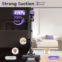 DEVOAC S10 Cordless Vacuum Cleaner, 45Kpa 50mins Lightweight Stick Vacuum with Powerful Suction for Home, Rechargeable, Self-Standing, Handheld Vacuum Cleaners for Hardwood Floors, Carpets Violet