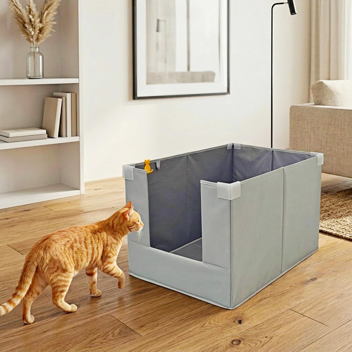 Extra Large Cat Litter Box Enclosure - 4-Walls with Open Front