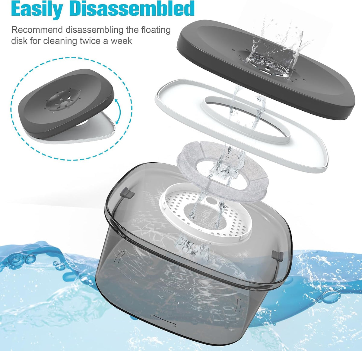 UPSKY 4L Dog Water Bowl No Spill Large Capacity Slow Drinking Water - 4 L / I-Black - image 4