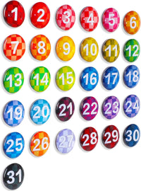 Tellegloww 1-31 magnetic calendar numbers in dark rainbow glass - view 10