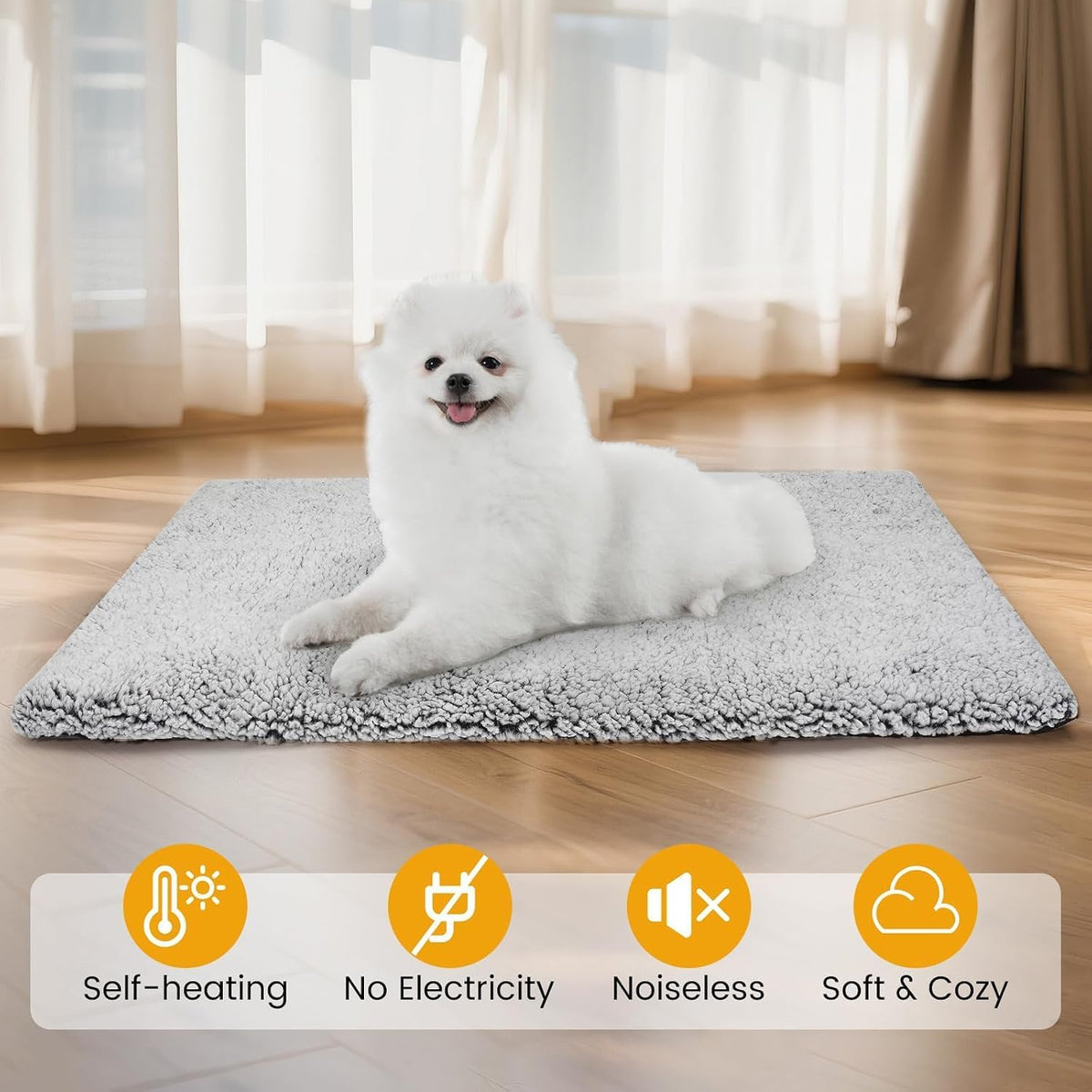 Self Warming Cat Bed, Self Heating Mat for Dog - Black / 19x15in - image 3