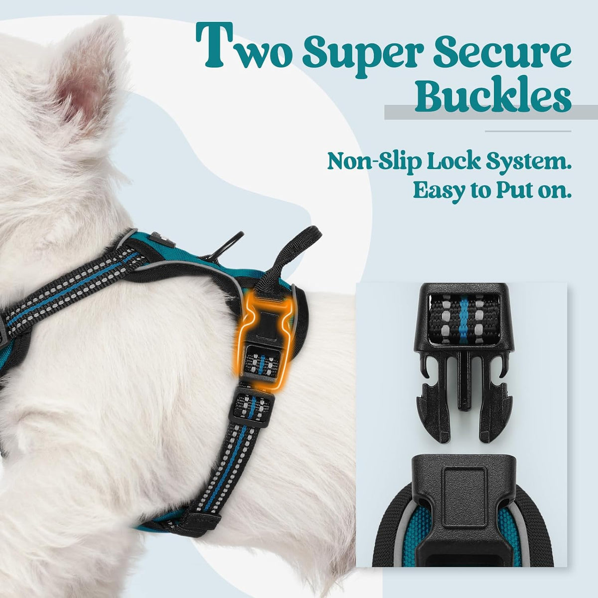 rabbitgoo Dog Harness, No Pull for Large Dogs with 2 Leash Clips - X-Small / Blue Coral - image 3