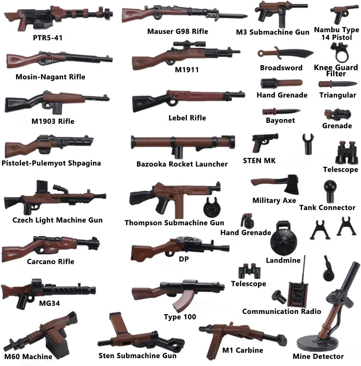 Himirich U.S. WW2 military weapons pack for mini figures in black ABS plastic - view 26