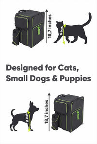 Cat Backpack Carrier & Dog Car Seat for Small Pets Up to 25 lbs - Expandable Cat Carrier Backpack with Safety Leash and Breathable Mesh - Waterproof for Travel - 3 in 1