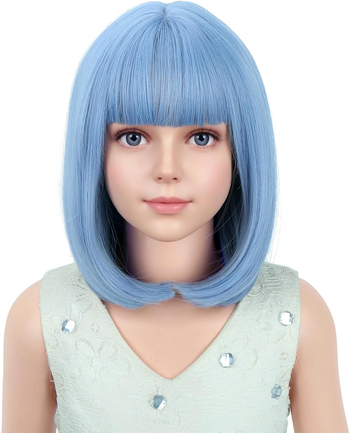 PATTNIUM kids short chocolate brown bob wig with bangs