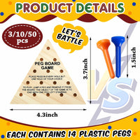 Zhanmai 3 Sets Wooden Triangle Peg Travel Game - Blue & Orange Peg / 50 - image 2