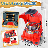 Interactive Truck Engine Toy with Removable Parts, Lights - Red - image 2