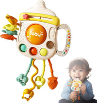 Montessori silicone pull string baby sensory toy with ropes, buttons and bubbles