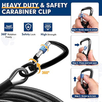 Snagle Paw Dog Leads for Yard 50FT-1000LBS Break Strength,Heavy Duty Tie Out Cable for Dogs with Swivel Lockable Hook & Spring,Chew Proof Dog Chain for Outside,Dog Run Cable for Medium Large Dogs