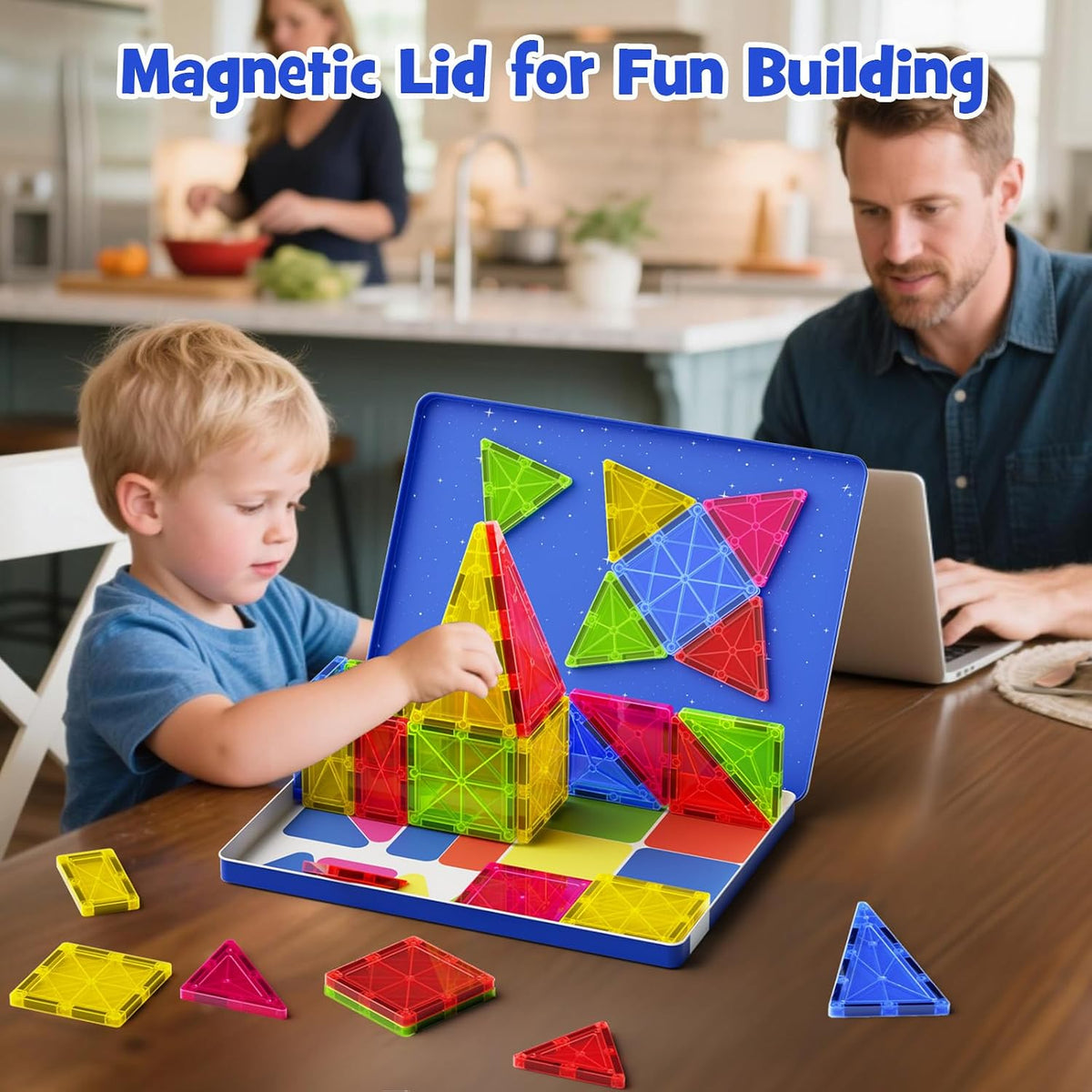 42PCS Mini Magnetic Tiles Travel Set with Iron Storage Box - Large - image 2