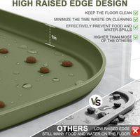 SMILOOL Waterproof Silicone Pet Food Mat with Raised Edge for Dog - Light Olive Green / 36"L x 24"W - image 4