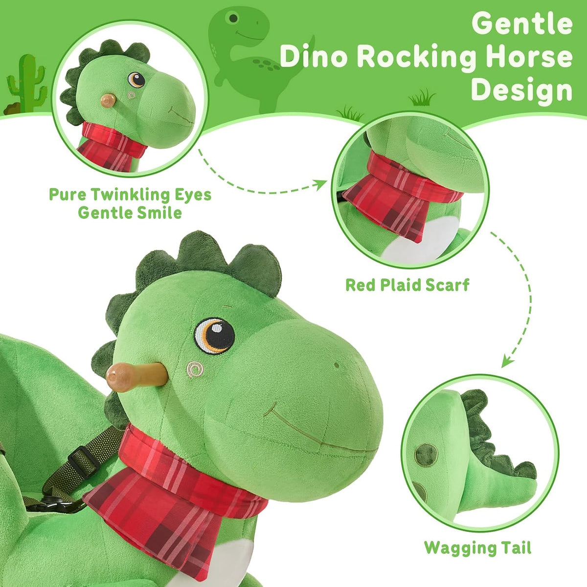 FUNLIO Unicorn Baby Rocking Horse - Viridian Dino - image 3