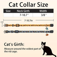 Halloween Cat Collar, Cotton 2 Pack Cat Collar with Bells - Halloween Black / 7-11'' - image 4